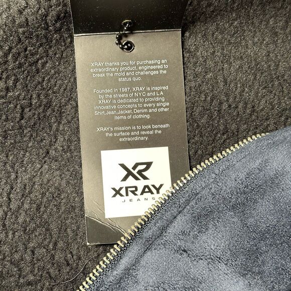 XRay Jeans Men’s Blue/Brown Faux Suede Letterman Jacket Size XL NWT - Picture 7 of 10